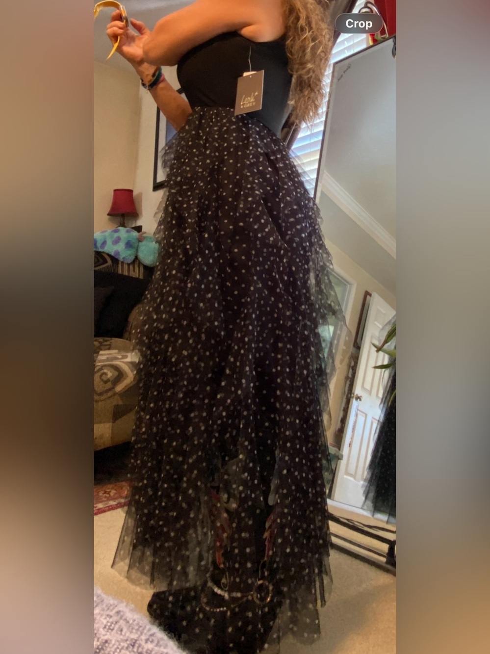 The black polka dot tiered tulle maxi dress Skirt was only wore for the picture - Picture 6 of 6
